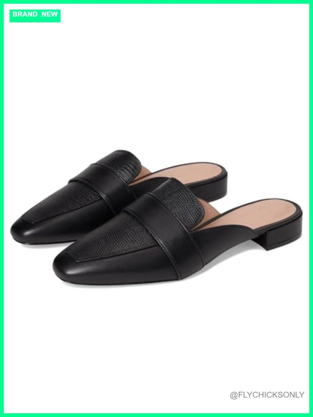 Cole Haan Pasha Leather Square Toe Pull-On Mule Women's Flats Business Casual